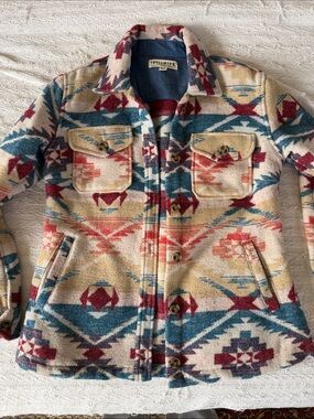 Idyllwind Red, Teal & Cream Southwestern Wool-like Shacket
